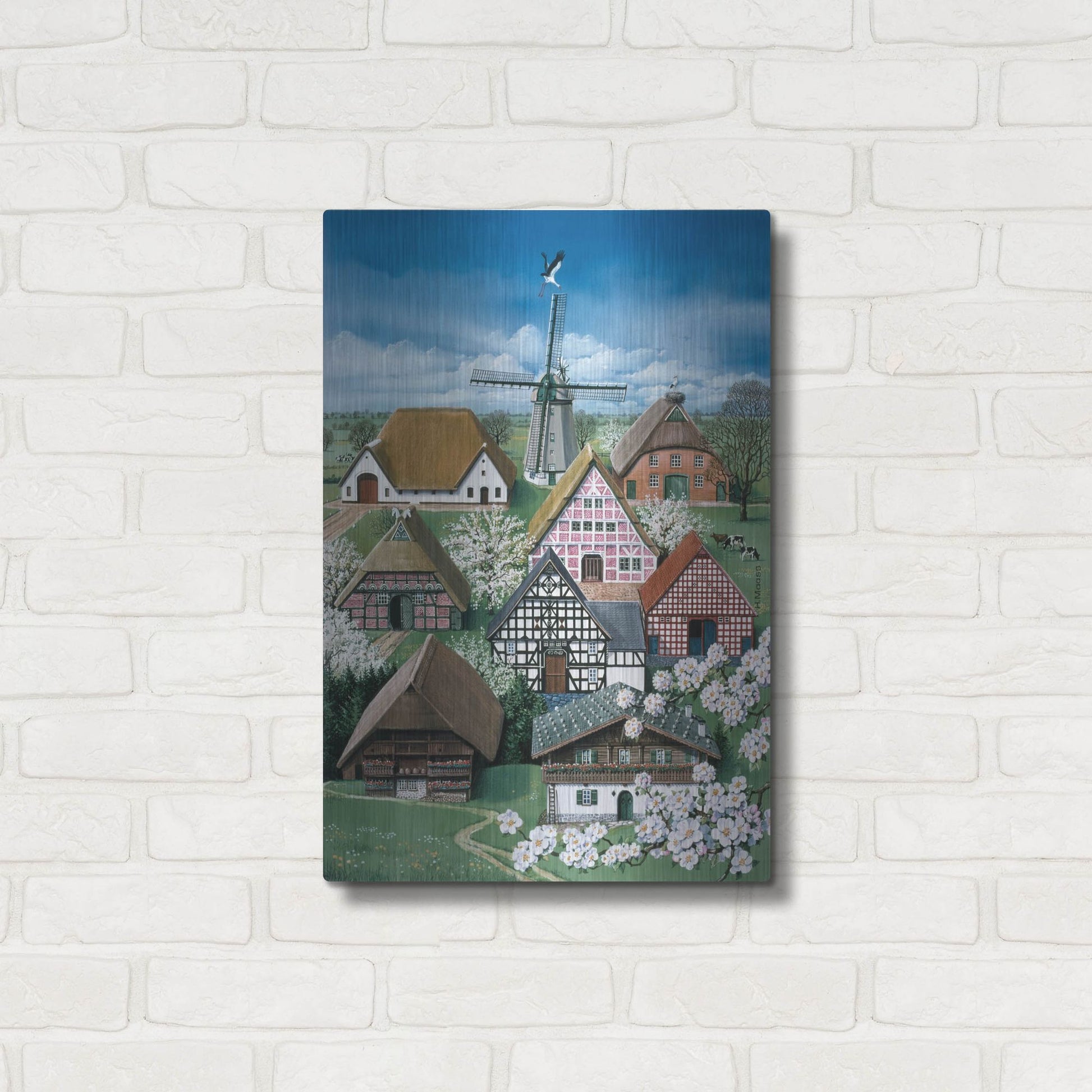 Luxe Metal Art 'German Farmhouses' by Harro Maass, Metal Wall Art,16x24