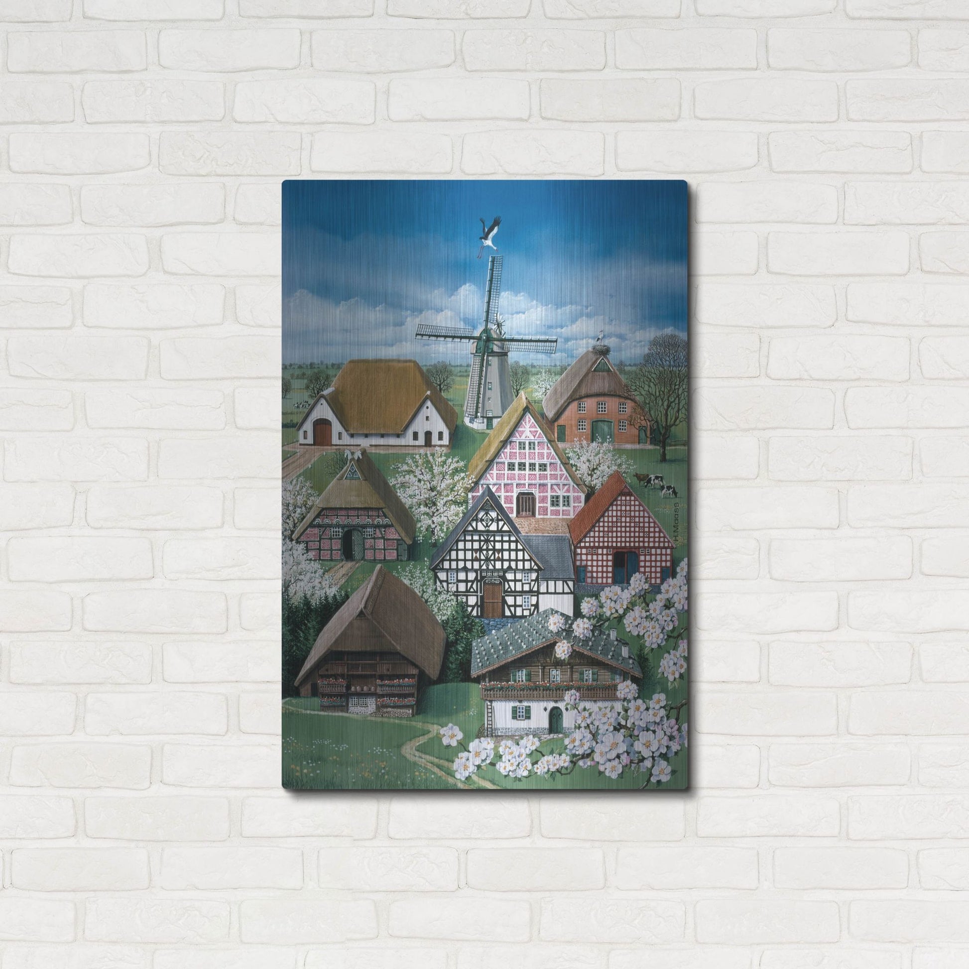 Luxe Metal Art 'German Farmhouses' by Harro Maass, Metal Wall Art,24x36