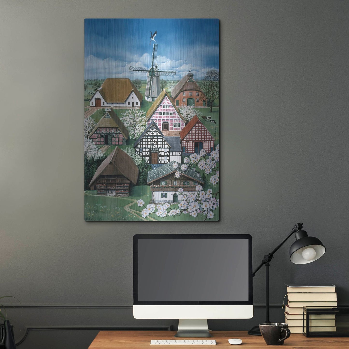 Luxe Metal Art 'German Farmhouses' by Harro Maass, Metal Wall Art,24x36