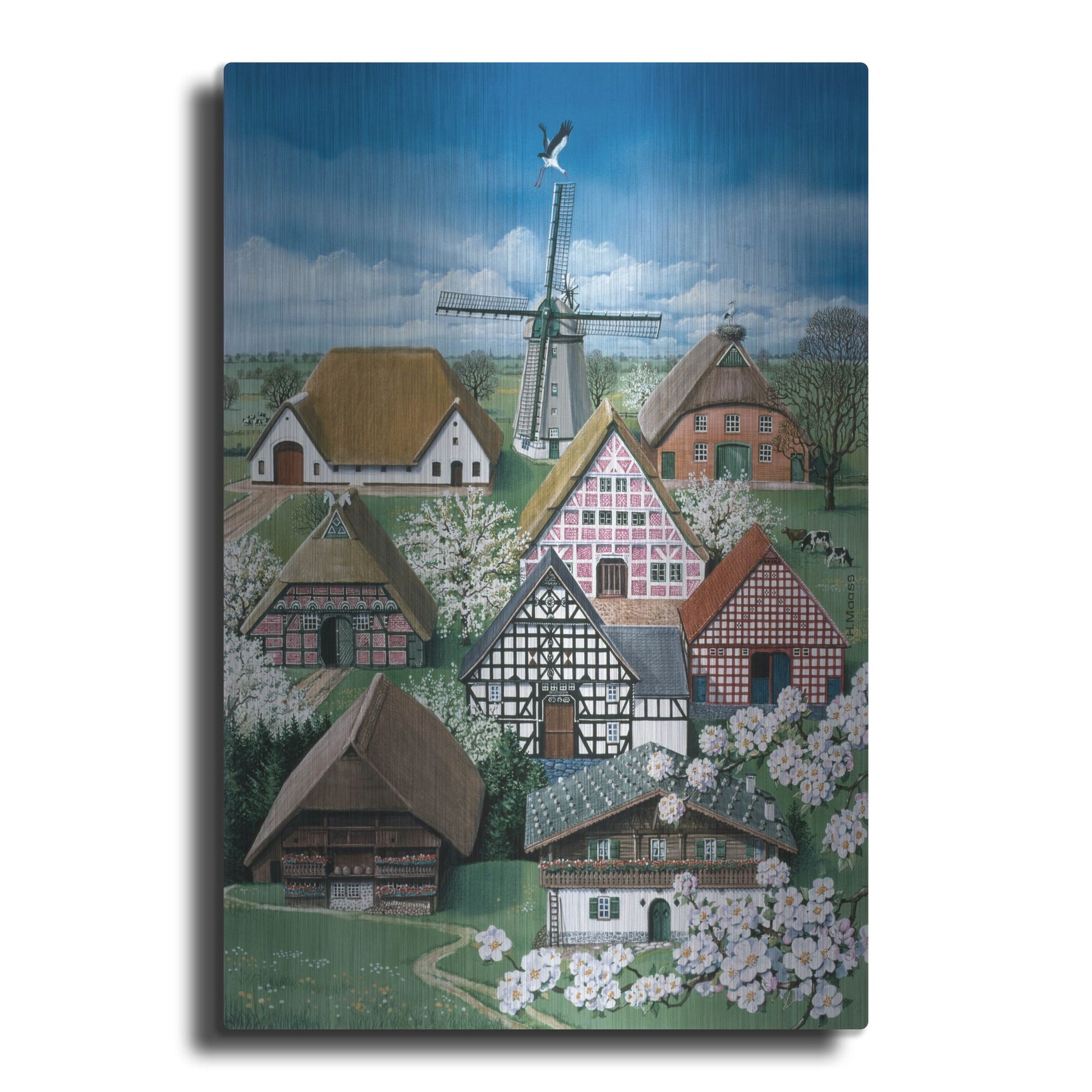 Luxe Metal Art 'German Farmhouses' by Harro Maass, Metal Wall Art