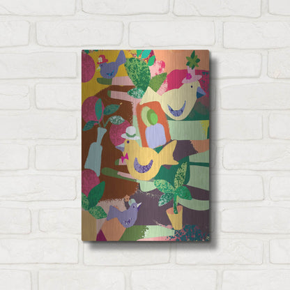Luxe Metal Art 'Birds In Hats' by Holly McGee, Metal Wall Art,12x16