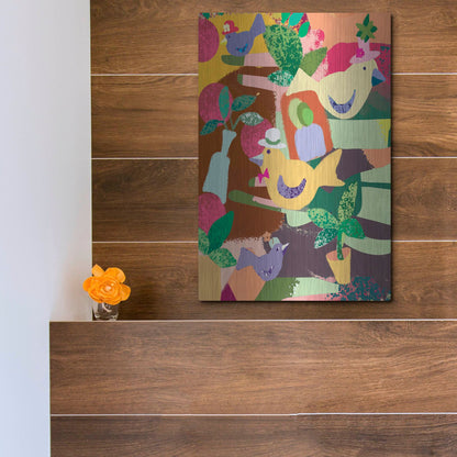 Luxe Metal Art 'Birds In Hats' by Holly McGee, Metal Wall Art,12x16