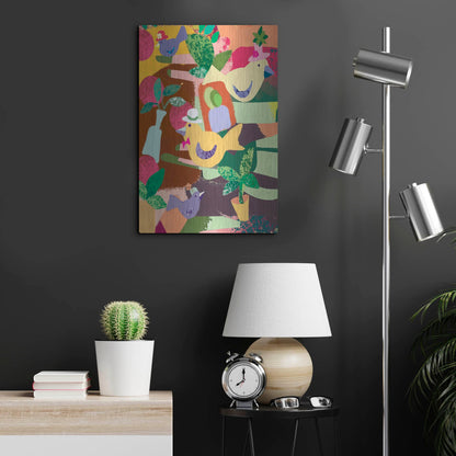 Luxe Metal Art 'Birds In Hats' by Holly McGee, Metal Wall Art,16x24