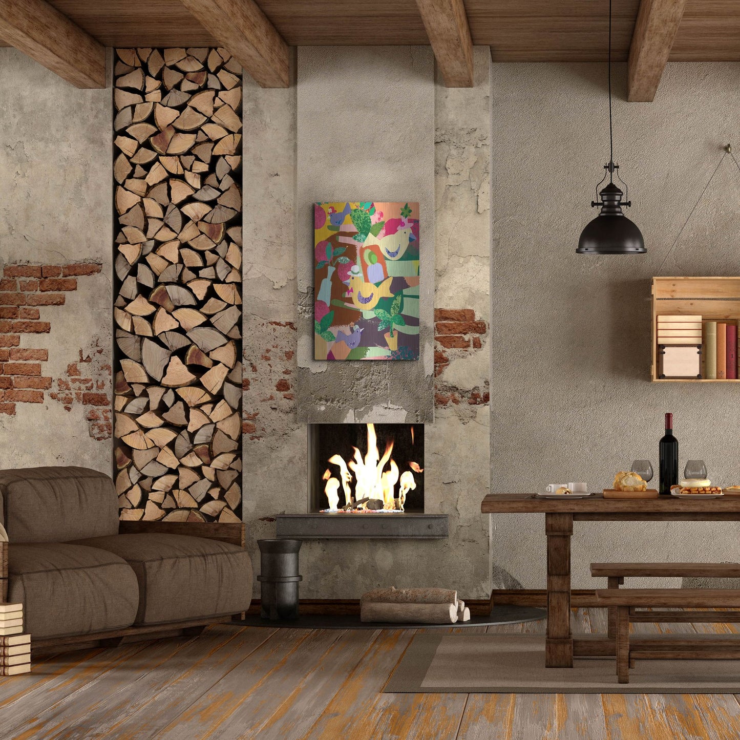 Luxe Metal Art 'Birds In Hats' by Holly McGee, Metal Wall Art,24x36