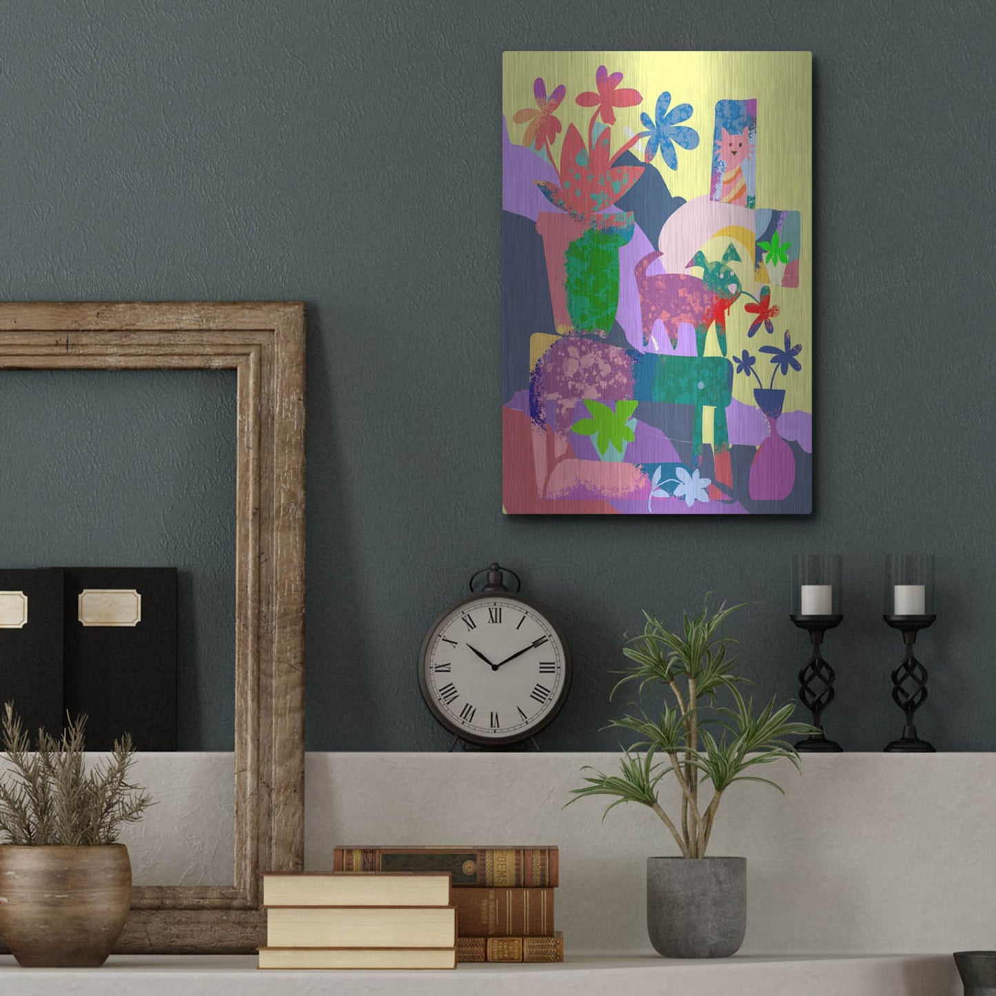 Luxe Metal Art 'Cat In The Window' by Holly McGee, Metal Wall Art,12x16