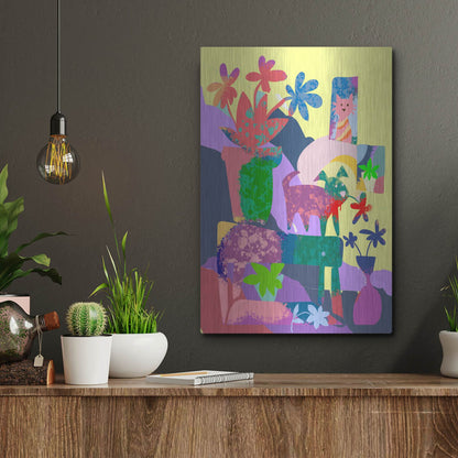 Luxe Metal Art 'Cat In The Window' by Holly McGee, Metal Wall Art,12x16