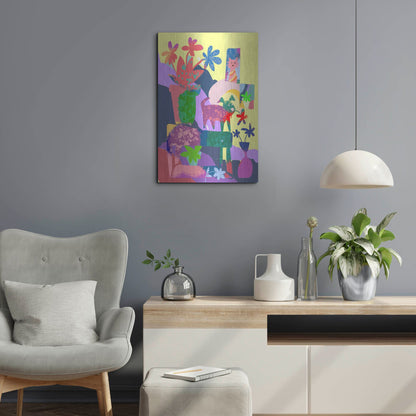 Luxe Metal Art 'Cat In The Window' by Holly McGee, Metal Wall Art,16x24