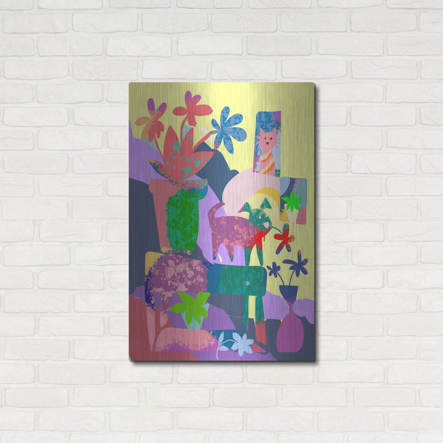 Luxe Metal Art 'Cat In The Window' by Holly McGee, Metal Wall Art,24x36