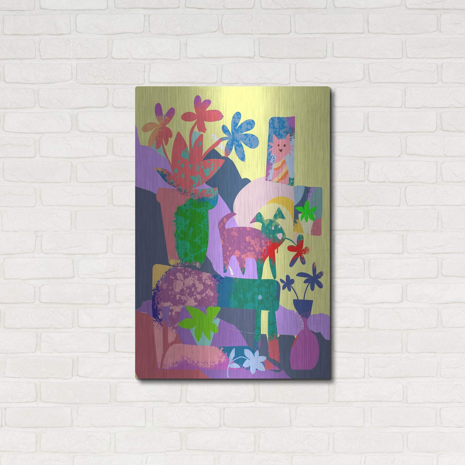 Luxe Metal Art 'Cat In The Window' by Holly McGee, Metal Wall Art,24x36