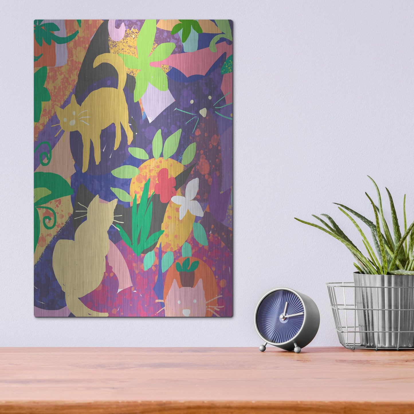 Luxe Metal Art 'Cat Shapes' by Holly McGee, Metal Wall Art,12x16