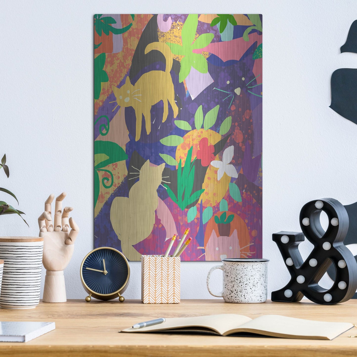 Luxe Metal Art 'Cat Shapes' by Holly McGee, Metal Wall Art,12x16