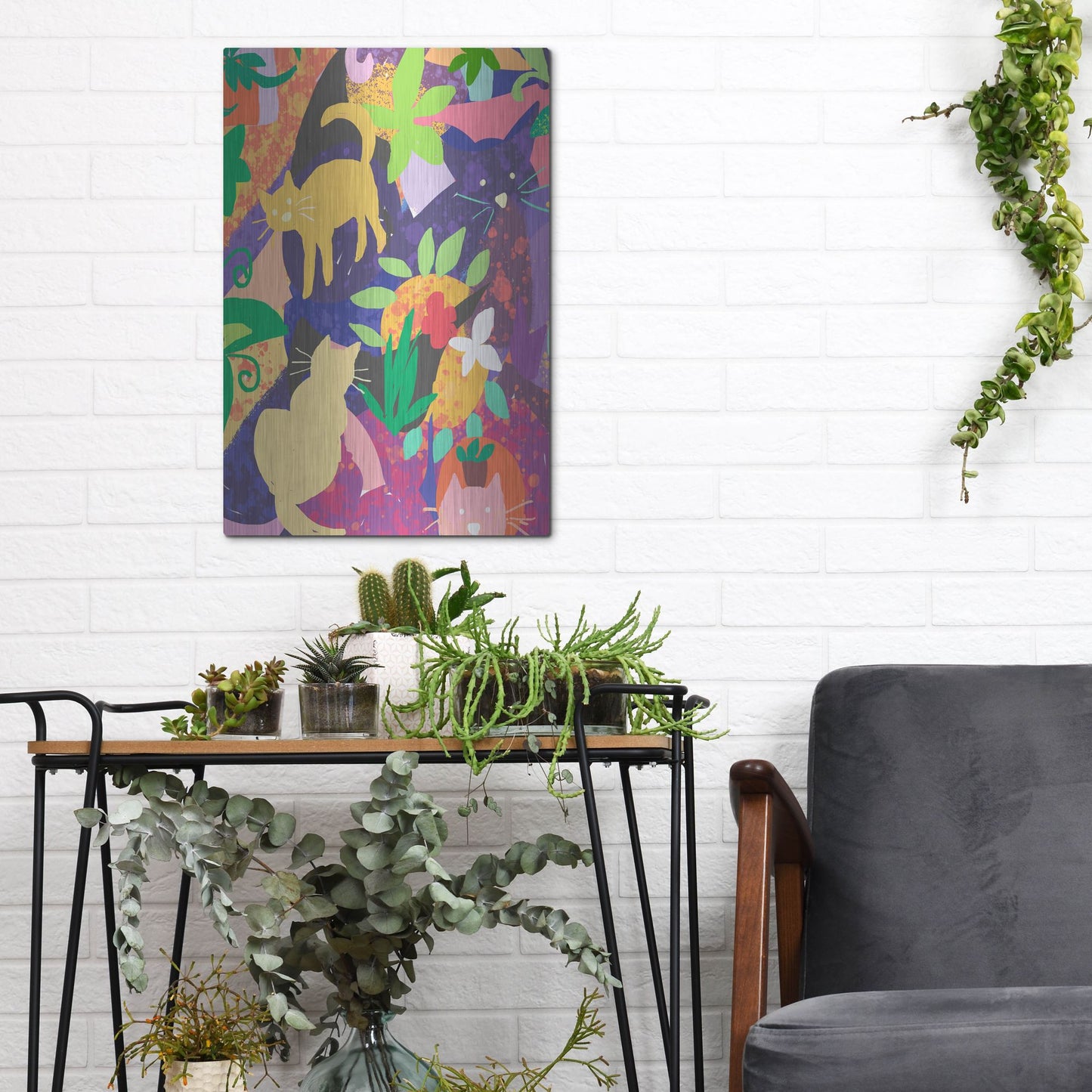 Luxe Metal Art 'Cat Shapes' by Holly McGee, Metal Wall Art,12x16