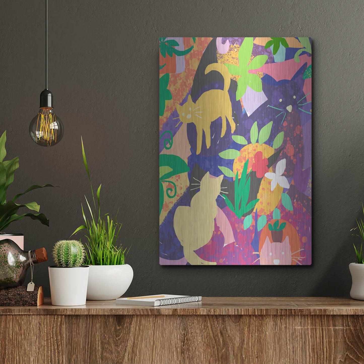Luxe Metal Art 'Cat Shapes' by Holly McGee, Metal Wall Art,12x16