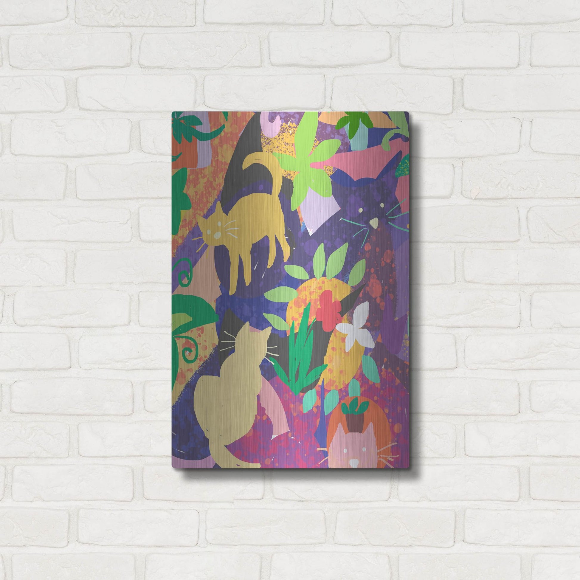 Luxe Metal Art 'Cat Shapes' by Holly McGee, Metal Wall Art,16x24