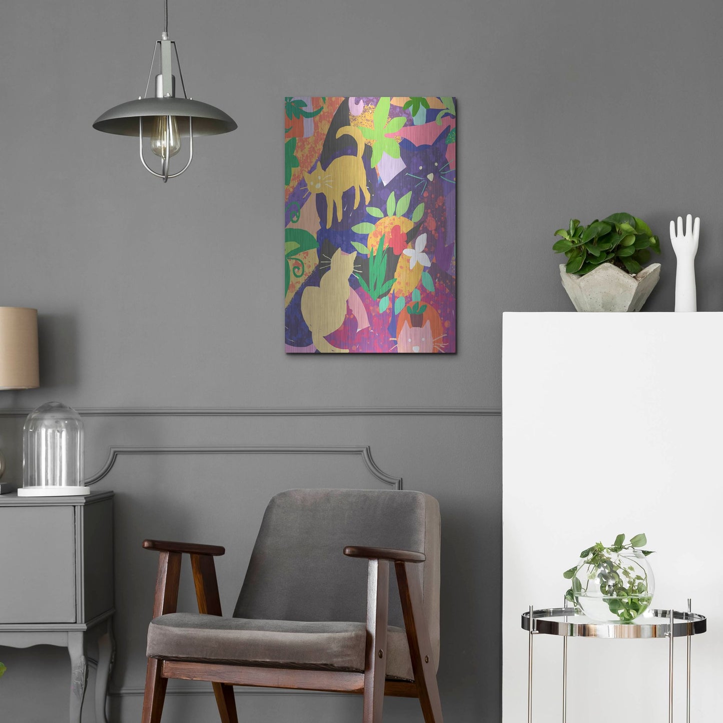 Luxe Metal Art 'Cat Shapes' by Holly McGee, Metal Wall Art,16x24