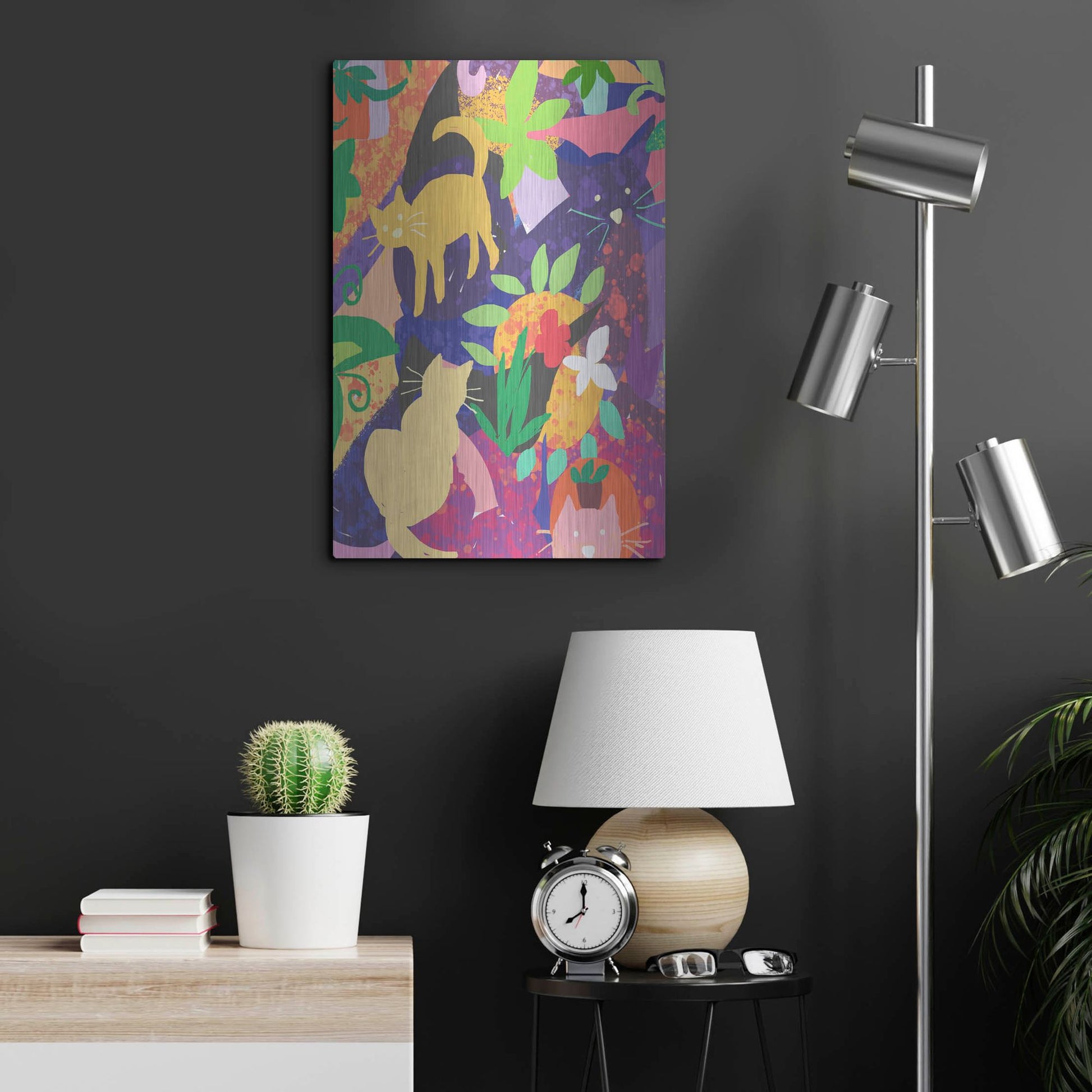 Luxe Metal Art 'Cat Shapes' by Holly McGee, Metal Wall Art,16x24