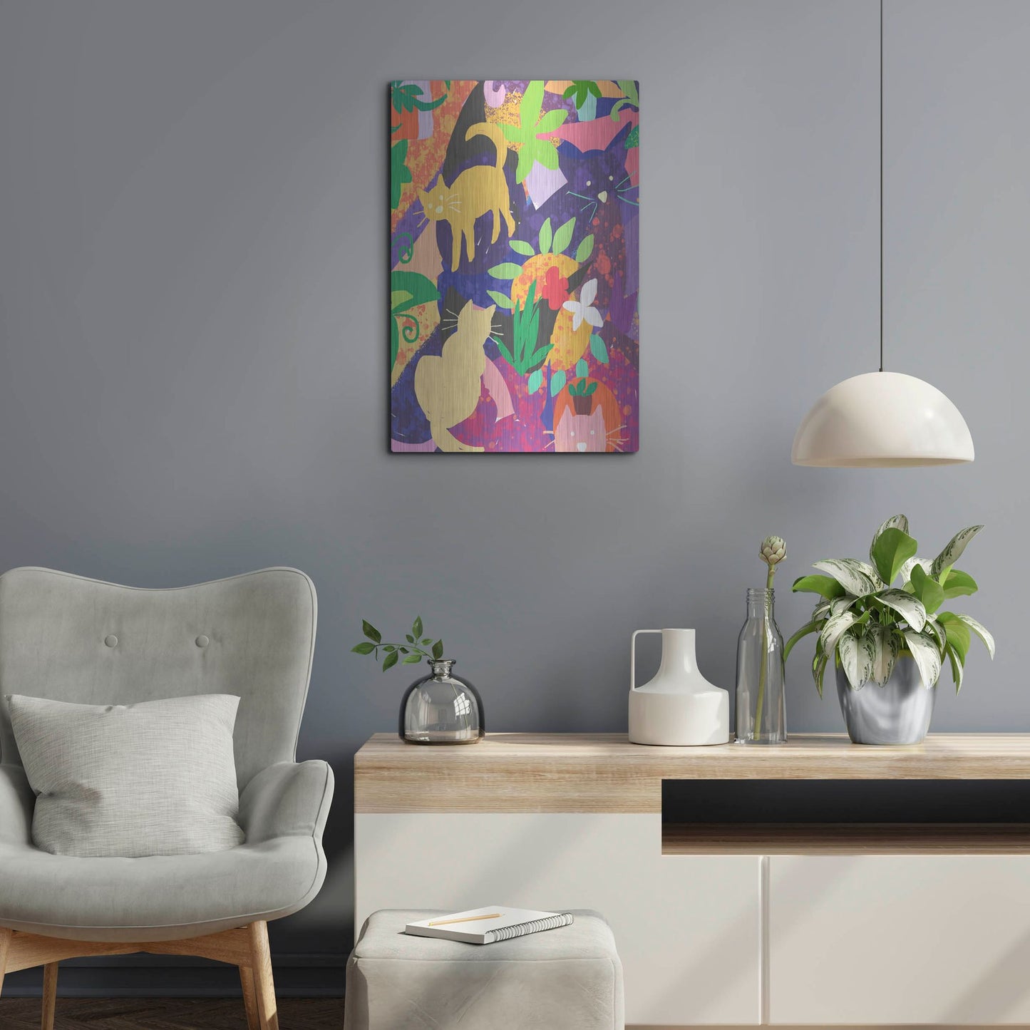 Luxe Metal Art 'Cat Shapes' by Holly McGee, Metal Wall Art,16x24