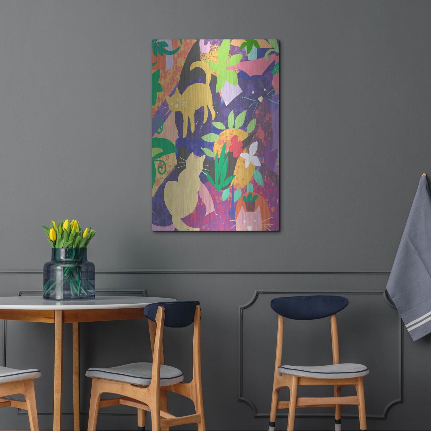 Luxe Metal Art 'Cat Shapes' by Holly McGee, Metal Wall Art,24x36