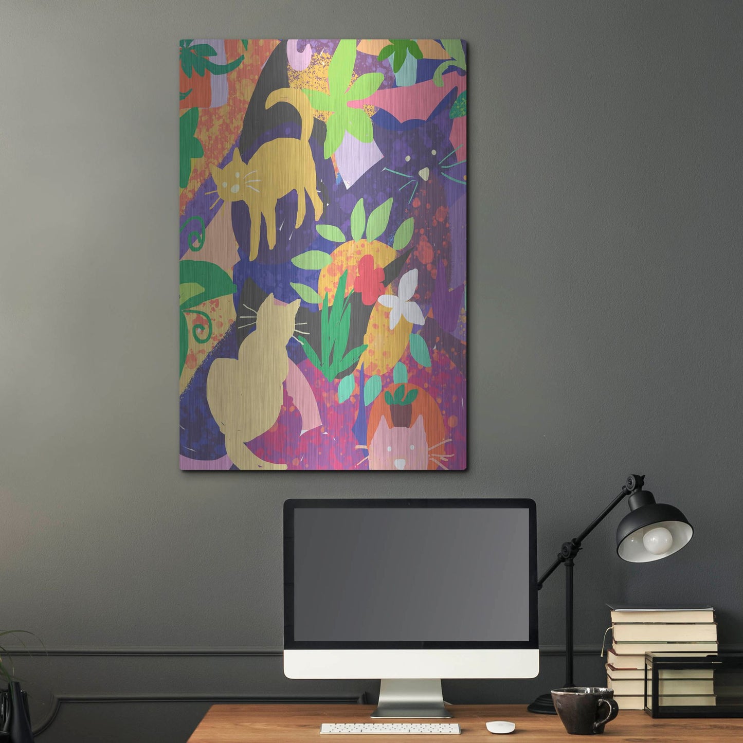Luxe Metal Art 'Cat Shapes' by Holly McGee, Metal Wall Art,24x36