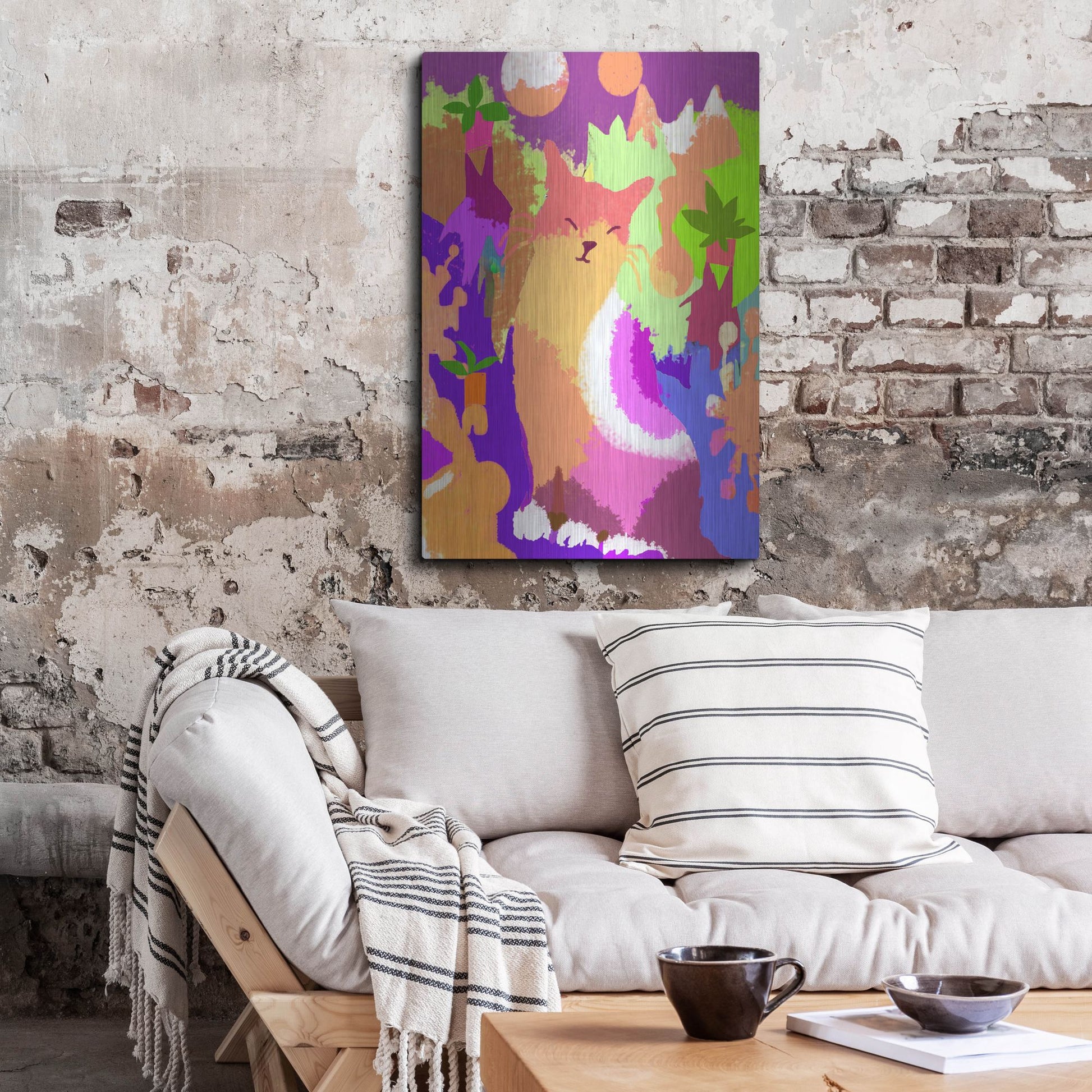 Luxe Metal Art 'Cat With Abstract Background' by Holly McGee, Metal Wall Art,24x36