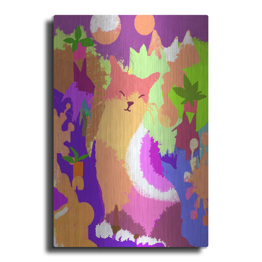 Luxe Metal Art 'Cat With Abstract Background' by Holly McGee, Metal Wall Art