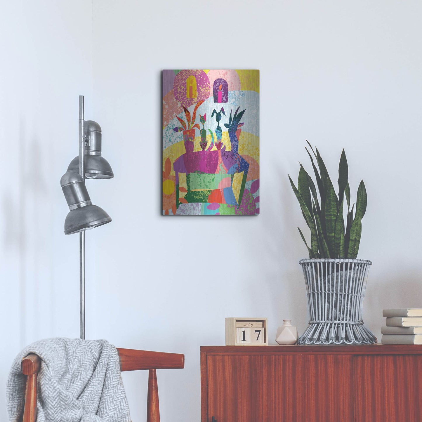 Luxe Metal Art 'Dog And Cat Still Life' by Holly McGee, Metal Wall Art,16x24