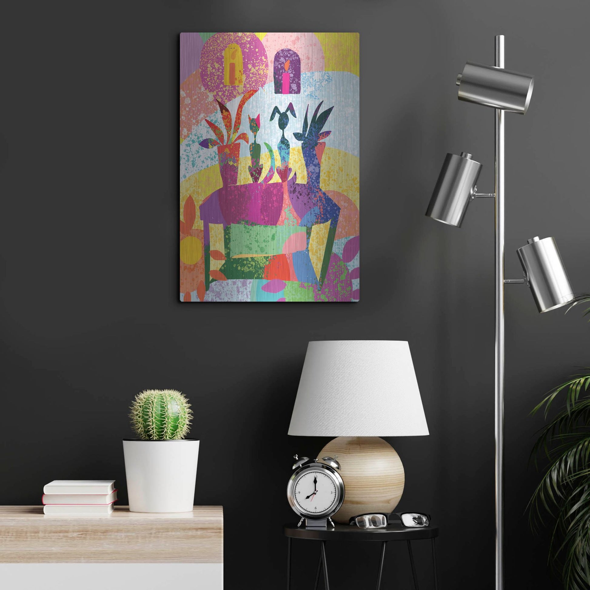 Luxe Metal Art 'Dog And Cat Still Life' by Holly McGee, Metal Wall Art,16x24