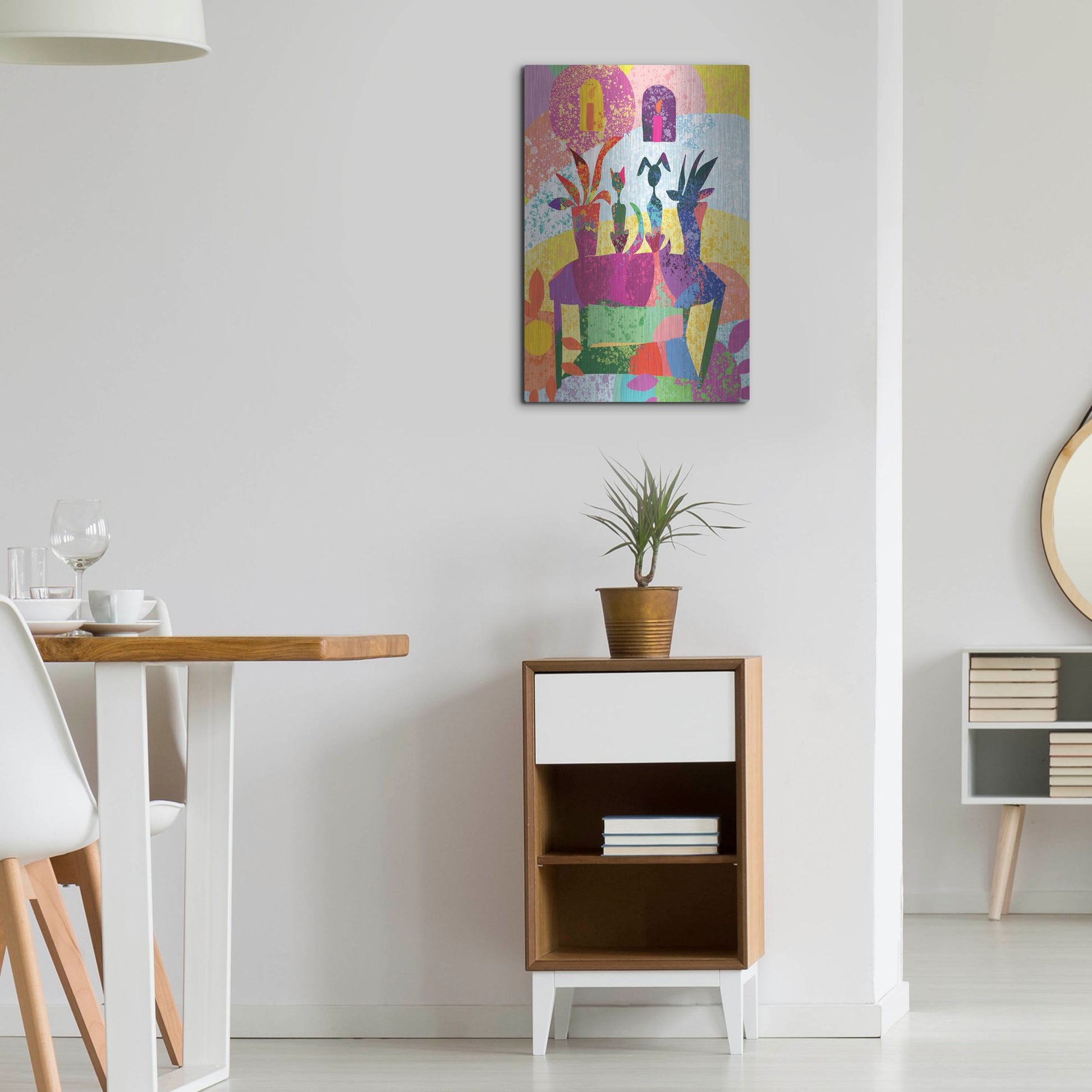 Luxe Metal Art 'Dog And Cat Still Life' by Holly McGee, Metal Wall Art,16x24