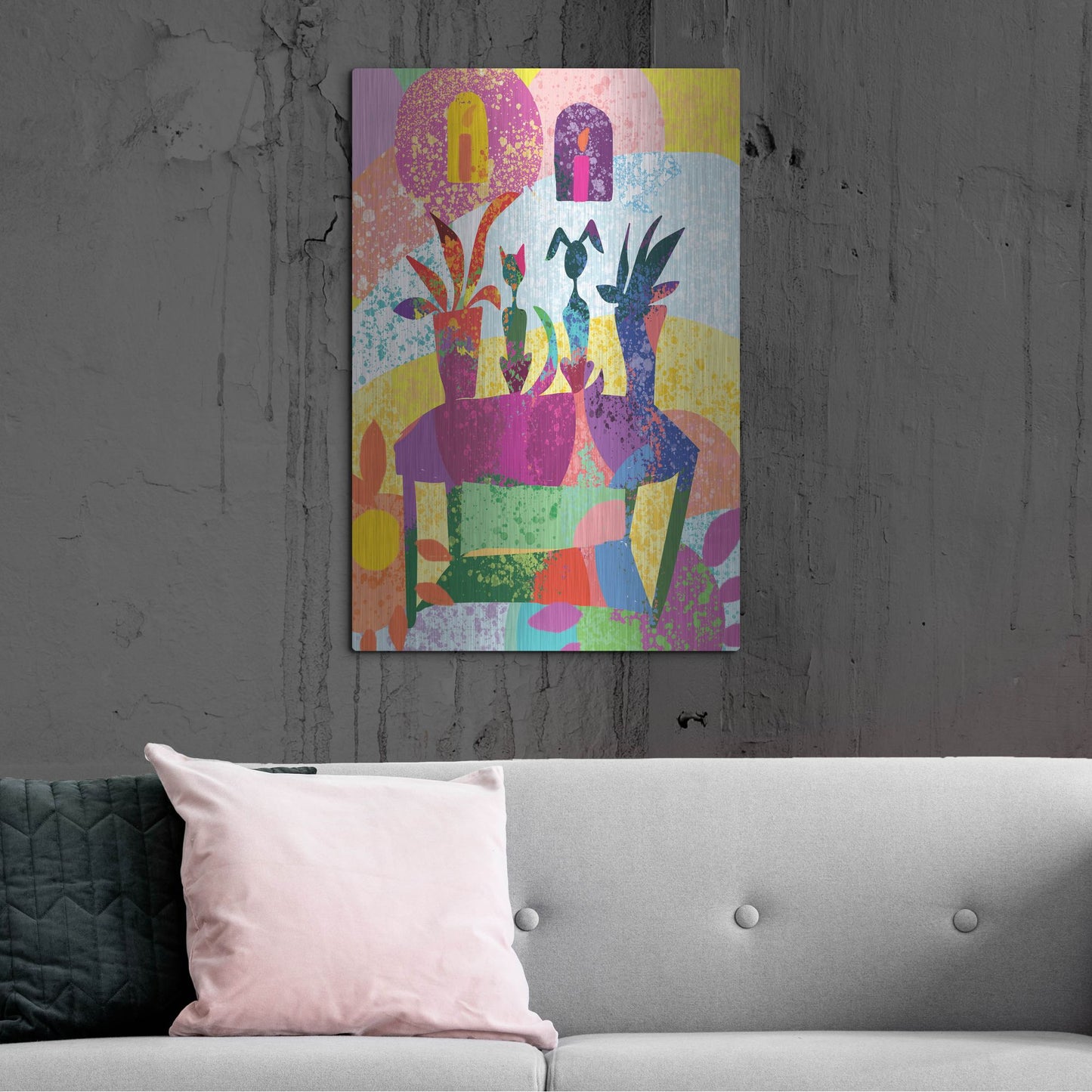 Luxe Metal Art 'Dog And Cat Still Life' by Holly McGee, Metal Wall Art,24x36