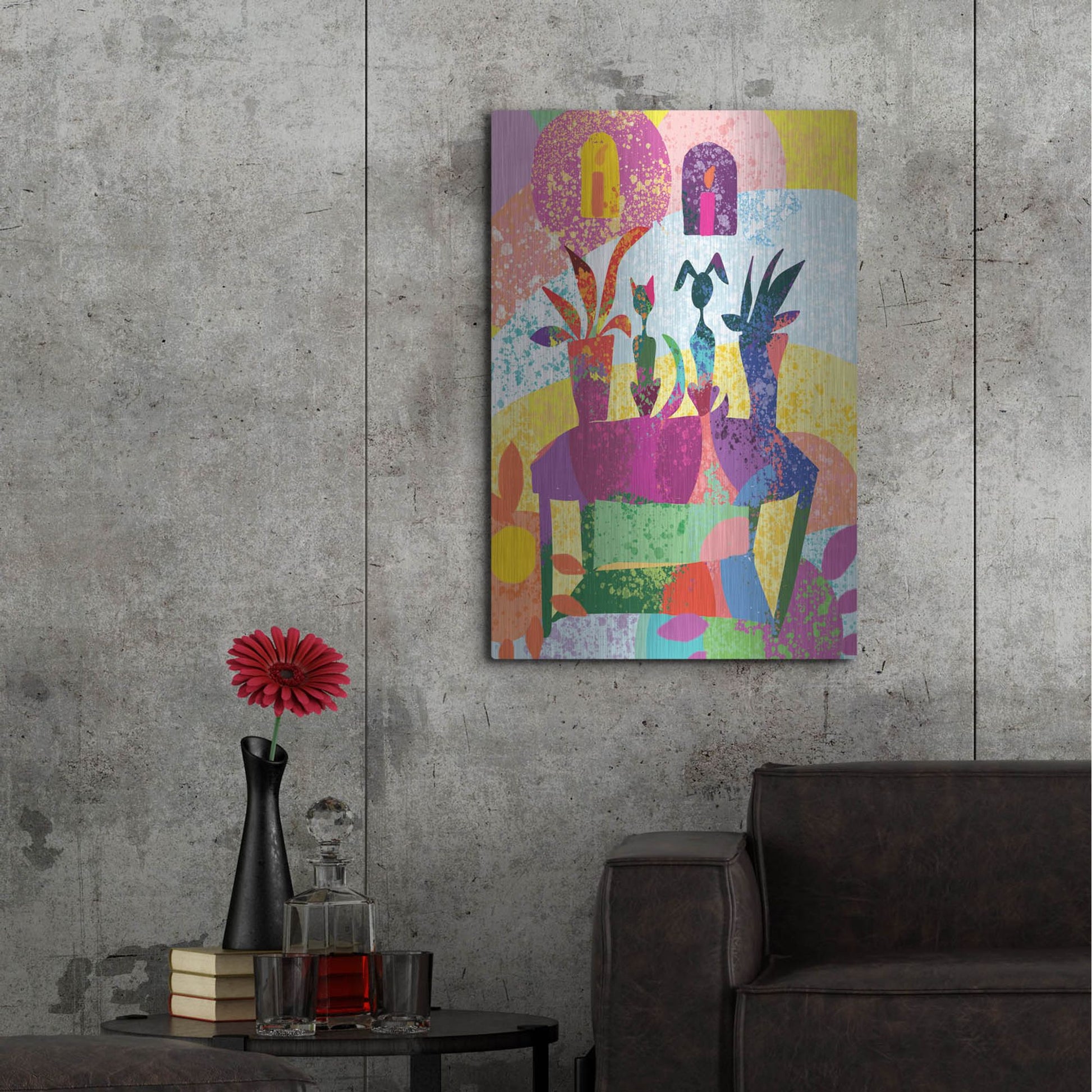 Luxe Metal Art 'Dog And Cat Still Life' by Holly McGee, Metal Wall Art,24x36