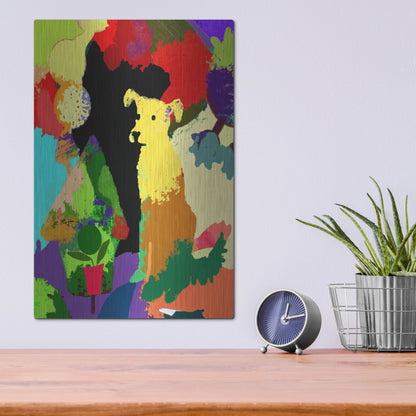 Luxe Metal Art 'Dog With Abstract Background' by Holly McGee, Metal Wall Art,12x16