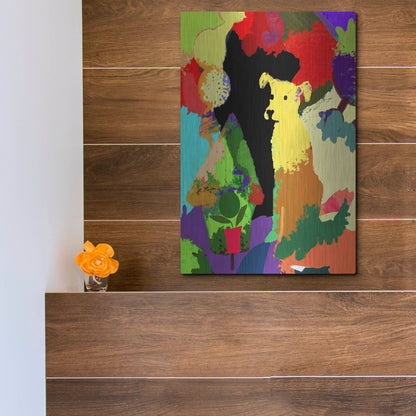 Luxe Metal Art 'Dog With Abstract Background' by Holly McGee, Metal Wall Art,12x16