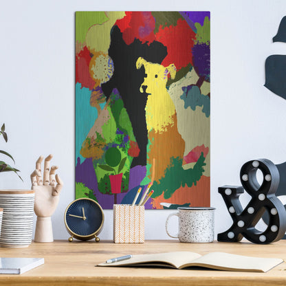 Luxe Metal Art 'Dog With Abstract Background' by Holly McGee, Metal Wall Art,12x16