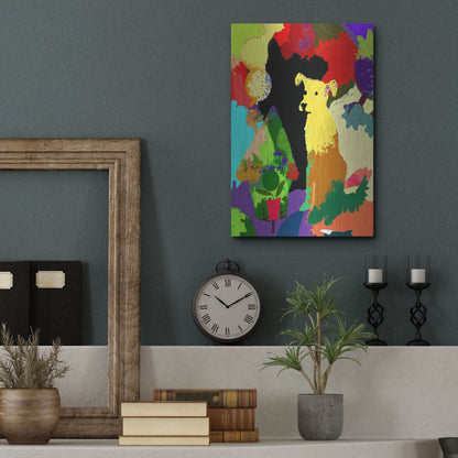 Luxe Metal Art 'Dog With Abstract Background' by Holly McGee, Metal Wall Art,12x16