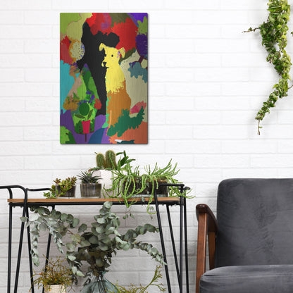 Luxe Metal Art 'Dog With Abstract Background' by Holly McGee, Metal Wall Art,12x16