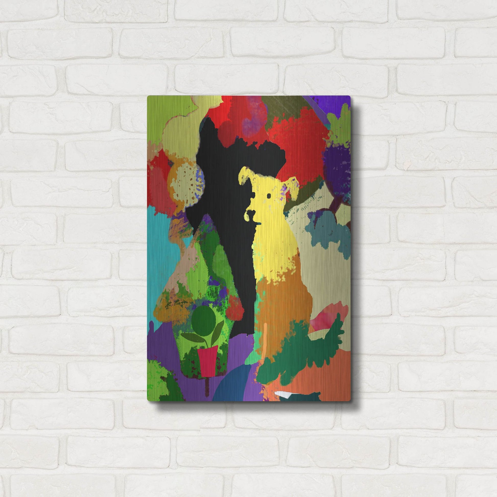 Luxe Metal Art 'Dog With Abstract Background' by Holly McGee, Metal Wall Art,16x24