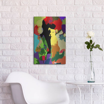 Luxe Metal Art 'Dog With Abstract Background' by Holly McGee, Metal Wall Art,16x24