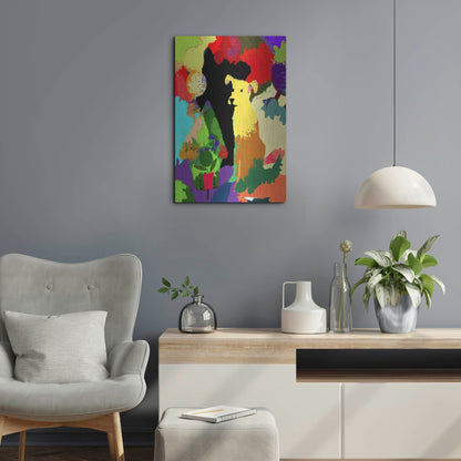 Luxe Metal Art 'Dog With Abstract Background' by Holly McGee, Metal Wall Art,16x24