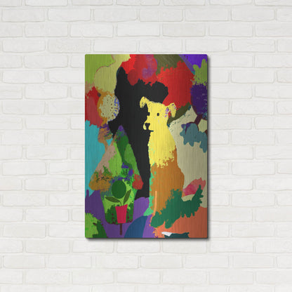 Luxe Metal Art 'Dog With Abstract Background' by Holly McGee, Metal Wall Art,24x36