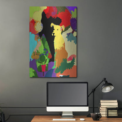 Luxe Metal Art 'Dog With Abstract Background' by Holly McGee, Metal Wall Art,24x36