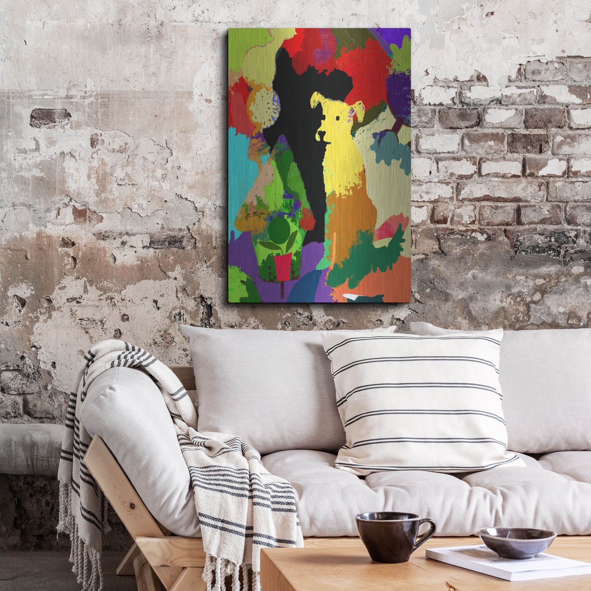 Luxe Metal Art 'Dog With Abstract Background' by Holly McGee, Metal Wall Art,24x36