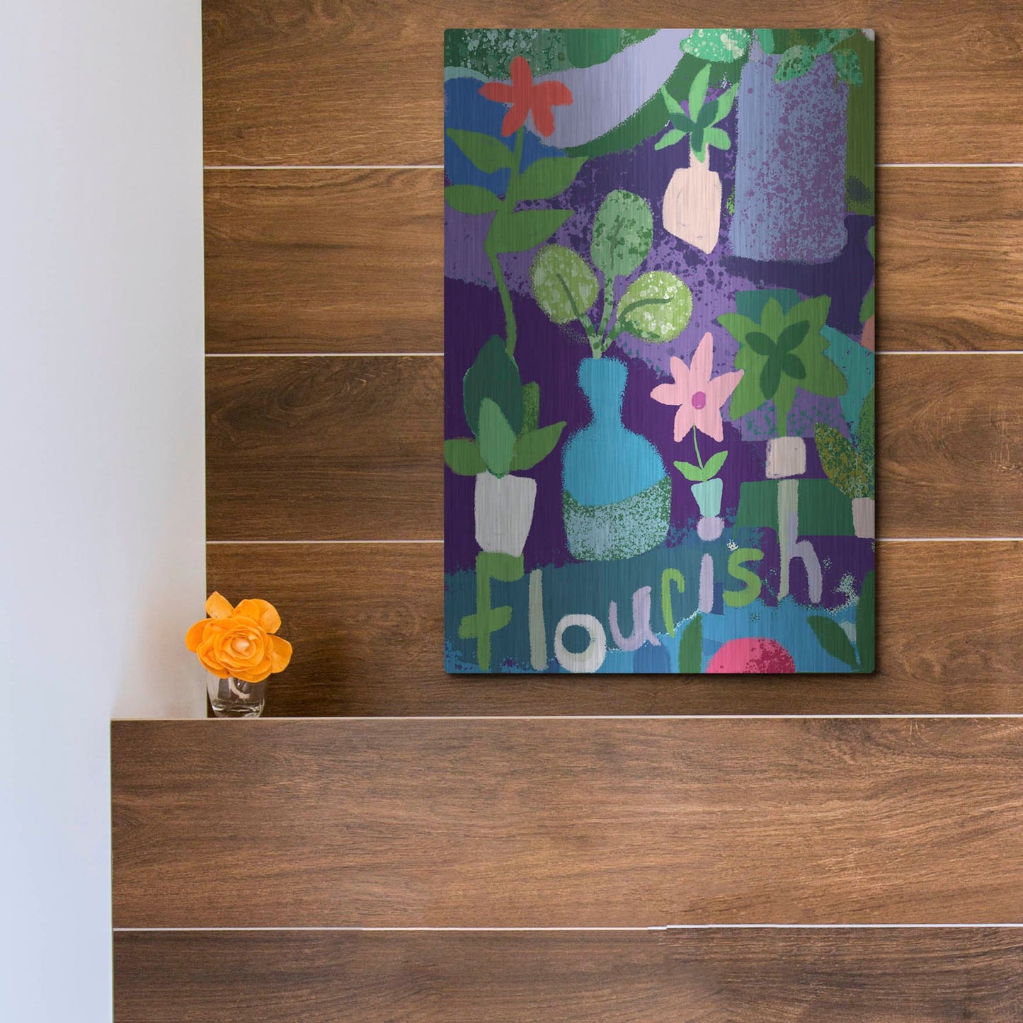 Luxe Metal Art 'Flourish' by Holly McGee, Metal Wall Art,12x16