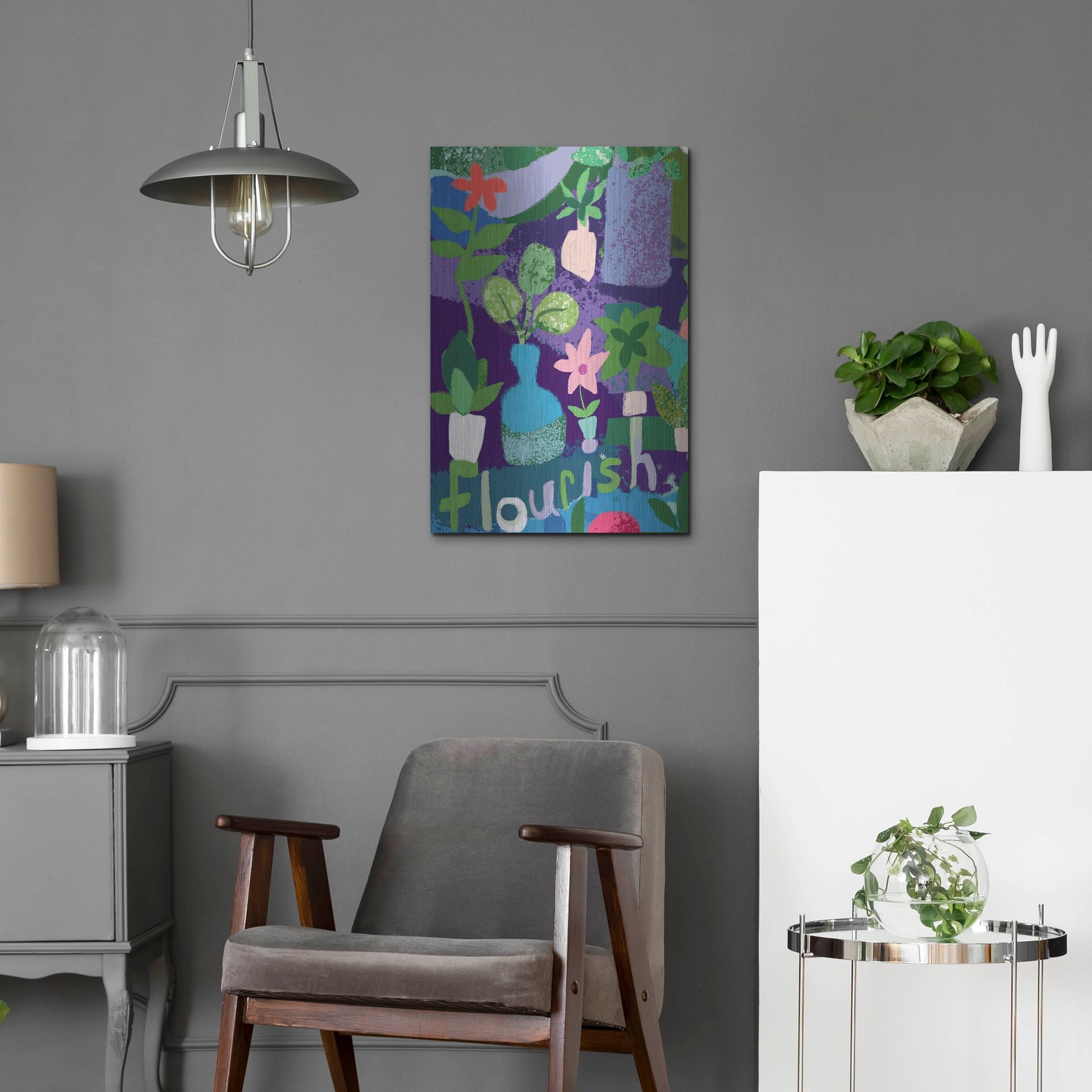 Luxe Metal Art 'Flourish' by Holly McGee, Metal Wall Art,16x24