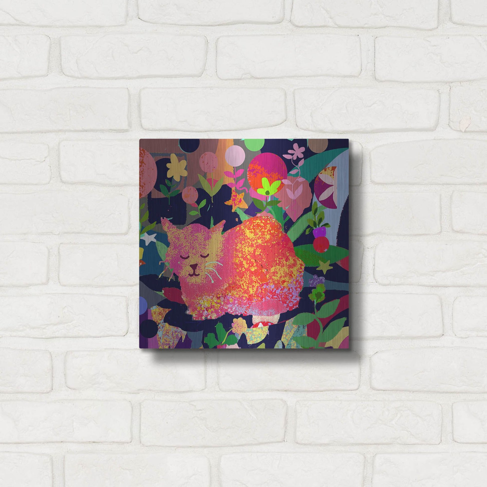 Luxe Metal Art 'Sweet Kitty Dreams' by Holly McGee, Metal Wall Art,12x12