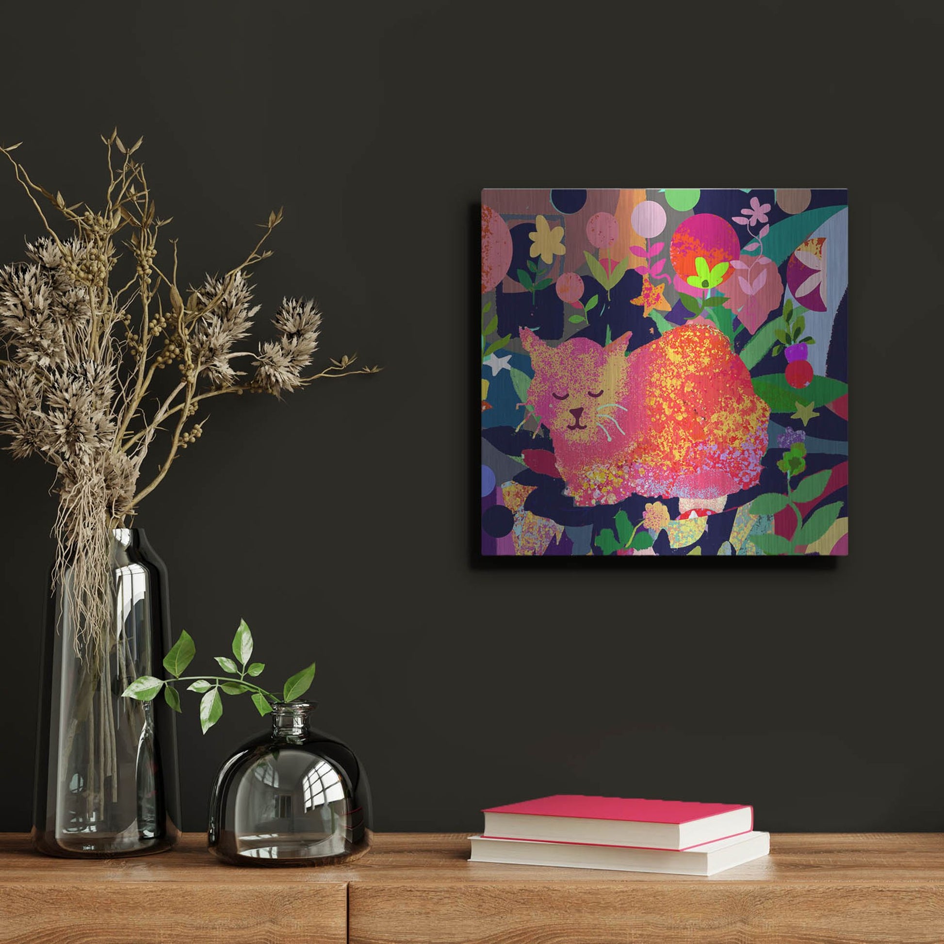 Luxe Metal Art 'Sweet Kitty Dreams' by Holly McGee, Metal Wall Art,12x12