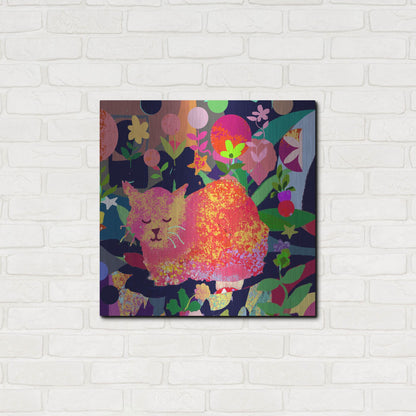 Luxe Metal Art 'Sweet Kitty Dreams' by Holly McGee, Metal Wall Art,24x24