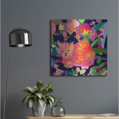 Luxe Metal Art 'Sweet Kitty Dreams' by Holly McGee, Metal Wall Art,24x24