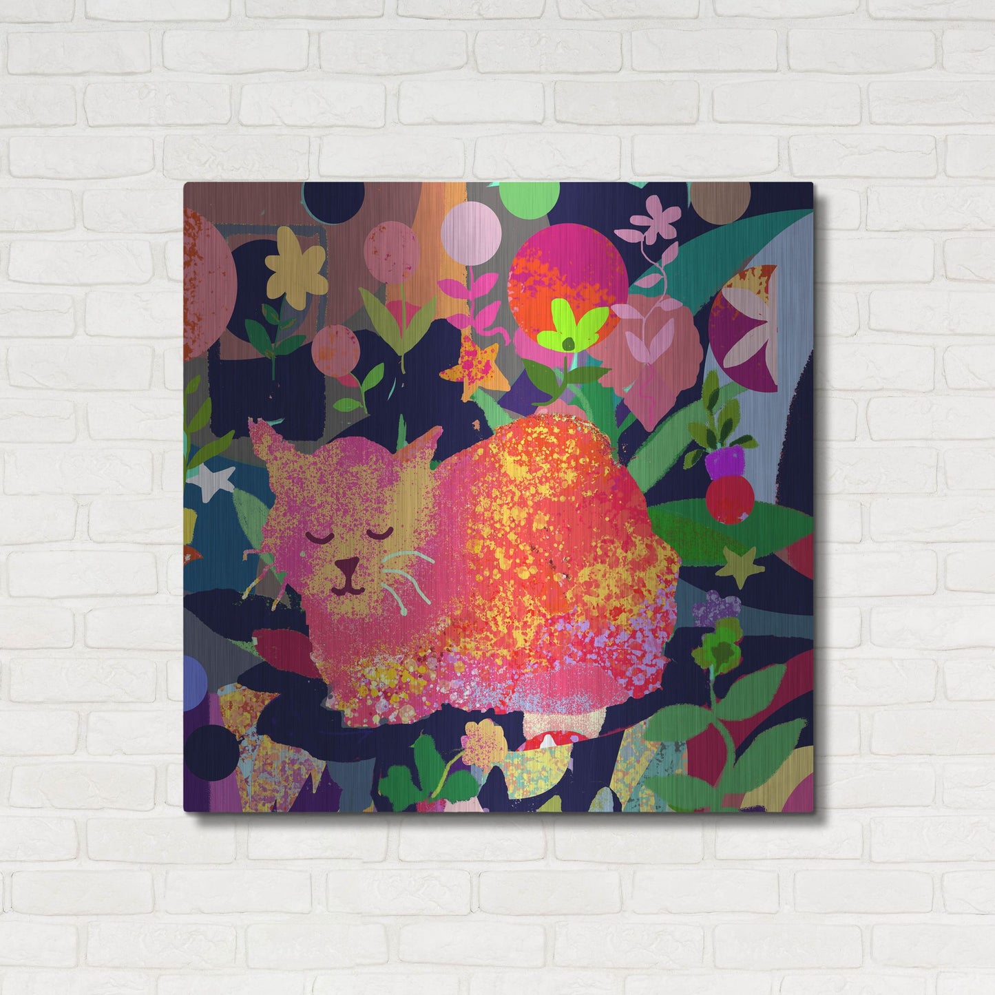 Luxe Metal Art 'Sweet Kitty Dreams' by Holly McGee, Metal Wall Art,36x36