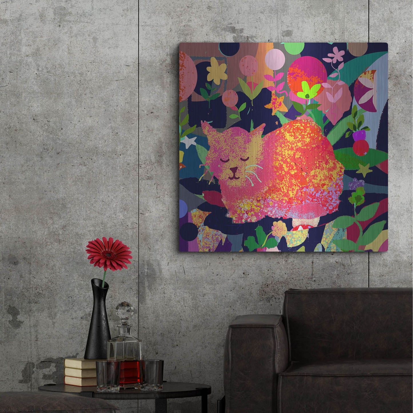 Luxe Metal Art 'Sweet Kitty Dreams' by Holly McGee, Metal Wall Art,36x36