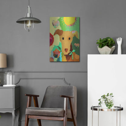 Luxe Metal Art 'Terrier With Flower' by Holly McGee, Metal Wall Art,16x24